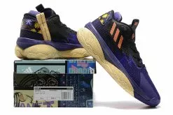 2022 Adidas Dame 8 Purple/Core Black-Yellow Shoes -Cheap Adidas Sambarose Store 2022 adidas Dame 8 Purple Core Black Yellow Shoes For Sale 5