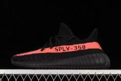 2022 Adidas Yeezy Boost 350 V2 "Red Stripe" Core Black Red BY9612 Shoes